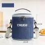 Customized Round Insulated Thermal Food Carry Bag Cooler Lunch Box Bag with Shoulder Strap