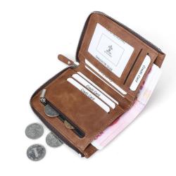 Cheap Casual Men's PU Leather Wallets Anti-Theft RFID Short Wallet Black Credit Card Holder Coin Cash Clip Zip Around Wallet
