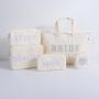 Keymay Embroidered Pearl Letter Patch Cute Toiletry Bag Waterproof Pouch Zipper Nylon Makeup Bags Travel Cosmetic Bag