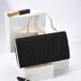 Womens Golden Glitter Clutch Purse Pleated Evening Bag For Bridal Wedding Party Satin Material With Long Chain Strap YGC-176