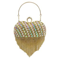 New Bridal Wedding Elegant Rhinestone Clutch Bag Handbag Banquet Tassel Heart Evening Bags For Woman