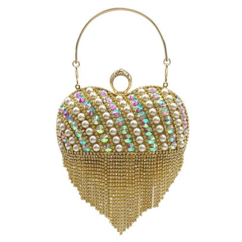 New Bridal Wedding Elegant Rhinestone Clutch Bag Handbag Banquet Tassel Heart Evening Bags For Woman