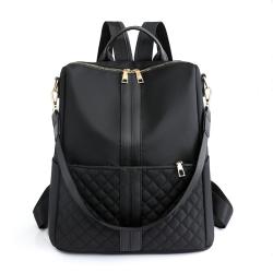 2024 New Korean Trend Oxford Cloth Women's Backpack Nylon Checkered Stitching Fashion Shoulder Bag Backpack