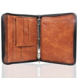 Custom document folder leather business portfolio organizer folder A4 zipper portfolio