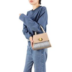 Trendy Design Korean Style Mini Handbag For Women Small Pearl Handle Color Matching Cross Body Handbag