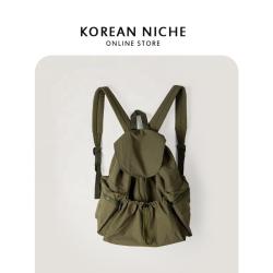 New Folded Drawstring Nylon Backpack Unisex Style Large Capacity Travel Backpack Casual Waterproof Student School Bag Female