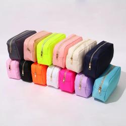 Stock Wholesale USA Free Shipping Products Nylon Cosmetic Bag 10 colors 4 Sizes Toiletry Organizer Makeup Bag