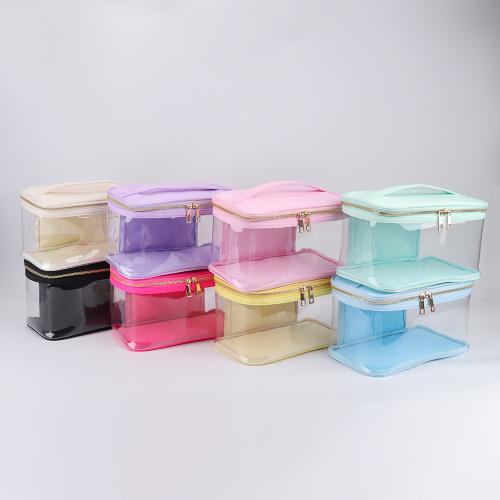 Keymay New Design RTS Toiletry Clear Nylon Bag Large Zipper Top Open Makeup Pouch Bag Transparent PVC Cosmetic Bag Make up Case