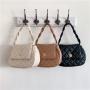 Custom logo soft pu leather handbags ladies woven strap fashion women hand bags luxury diamond small shoulder bag