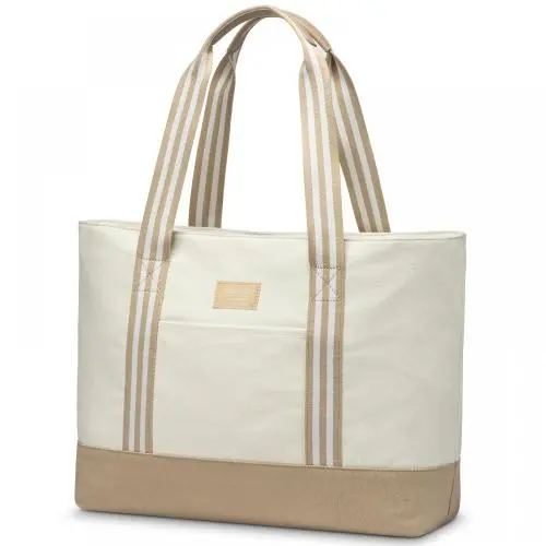 LOVEVOOK Stylish Lightweight 15.6 In Large Canvas Work Tote Laptop Teacher Bag Business Shoulder Bag Travel Tote Bags for Women