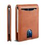 High quality mens wallets slim genuine leather rfid leather money clip pocket card holder with money clip