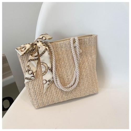 Large Capacity Rattan Tote Bag Fashion Straw Braided Handbags  Beach Bag for Women