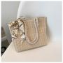 Large Capacity Rattan Tote Bag Fashion Straw Braided Handbags  Beach Bag for Women