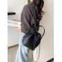 Wholesale Removable Shoulder Strap Backpack Black Plaid Chain Canvas School Bag PU Leather Bucket Backpack for Women