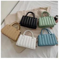 New Lump Solid Color Square Women Purses  Chain Lady Sling Crossbody Bags Fashion Vintage Leather Girl Handbags With Soft Handle