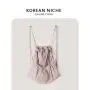 2024 Korean nylon casual shoulder bag lightweight nylon schoolbag drawstring double layer backpack for girls