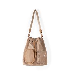 New Nylon Shoulder Bag External Pocket Cool Girls Nylon Tote Bag Drawstring Design Waterproof Bucket Bag for Women