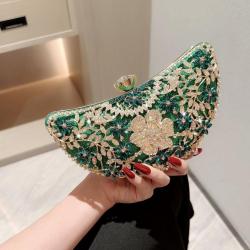 Green Luxury dinner bag for women rhinestone banquet clutch evening purse wholesales crystal bling evening clutch bagag women