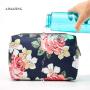 Canvas Flower Printed Cosmetic Pouch  Makeup Bag Water Prove Make Up Bag Tsa Approved Toiletry Bag With Handle
