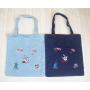 Large Capacity Denim Shoulder Bag Fashionable Canvas Shopping Cartoon Embroidery Waterproof Two-Strap Student Make-Up Bag