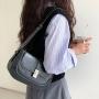 Factory wholesale high quality handbag blue lock shoulder bag winter new half moon bag