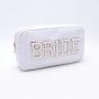 Keymay Personalized Chenille Letter Nylon Pouch Gift Bags Travel Toiletry Cosmetic Bag Bride Make up Bag