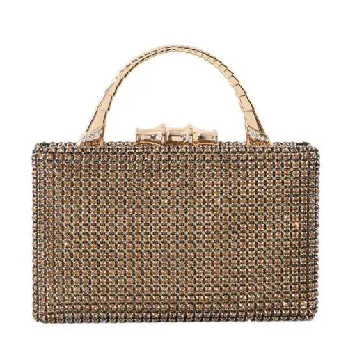 HR681 Women New Designed Diamond Brightly Clutch Handbag Fashion Retro Dinner Bag Ladies Luxury Metal Handheld Party Bag
