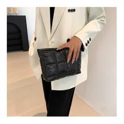 024 new embroidery line plaid small square bag Korean version of the trend of glossy women's bags small clutch bags casual tide