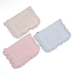 hot selling Ruffle Wrinkling cosmetic bag Factory wholesale can be customized logo flat make up bag