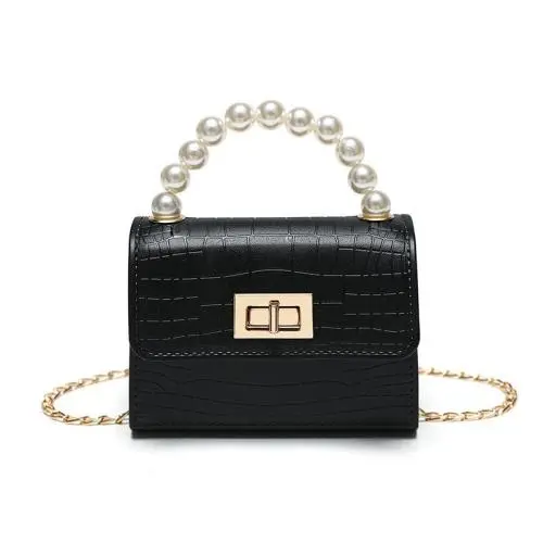 Ladies Crocodile Jelly Crossbody Bag Fashionable Portable Single Strap Handbag Zero Wallet Pearl for Children Cross-Border Style