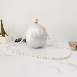 Custom design Acrylic resin Pearl Evening Bag Bowling Lady Elegant Clutch Hand Ball Chain Bag Messenger Shoulder Handbag Bag