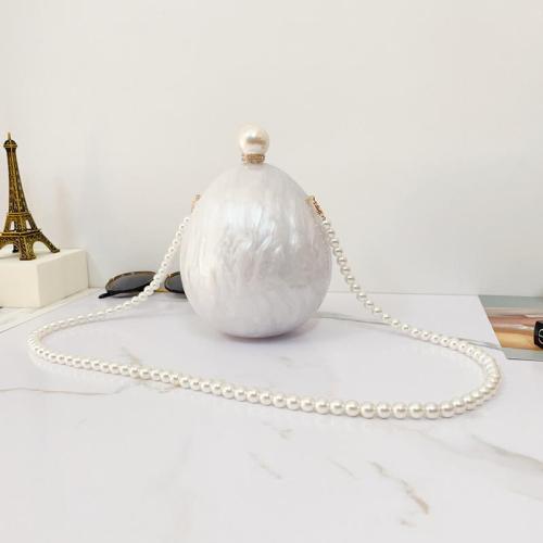 Custom design Acrylic resin Pearl Evening Bag Bowling Lady Elegant Clutch Hand Ball Chain Bag Messenger Shoulder Handbag Bag