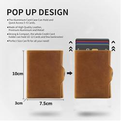Genuine Leather Minimalist Mens Coin Pocket  Wallet Rfid Card Holder Aluminium Pop Up Wallet