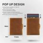 Genuine Leather Minimalist Mens Coin Pocket  Wallet Rfid Card Holder Aluminium Pop Up Wallet