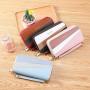 KBW270 2023 New Double Zip Purse Women's Long Clutch Bag High Quality Stitching Clash Colour Double Money Clip Phone Bag