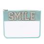 Keymay Chenille Letter Travel Organization Pouch Nylon and PVC Clear Flat Transparent Makeup Cosmetic Bag Clear Zipper Pouches