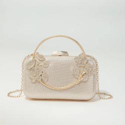 New arrival vintage rhinestone flower women's bags wedding purses elegant shoulder crossbody bag evening handbags for woman