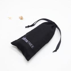 Recyclable Black Linen Cotton Gift Cosmetic Pouch Drawstring Cotton Linen Material Bag For Skincare Products Packaging