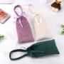 Custom Colorful Soft Velvet Handle Drawstring Packaging Gift Bag Logo Printed Wedding Favor Party Gift Jewelry Velvet Pouch