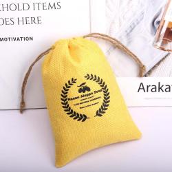 Eco-friendly Reusable Jute Gift Cosmetic Drawstring Bag Custom Logo Printing Durable Burlap Jute Linen Pouch