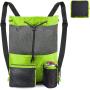 Gelory Nylon Beach Backpack Bag For Women Men Gym Backpack Drawstring Mesh Bag For Sports Dance Travel