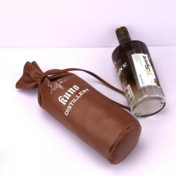 Custom Logo Round Bottom Pu Leather Wine Pouch Luxury Waterproof Leather Bottle Gift Wine Packaging Bag