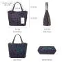 LOVEVOOK handbags for women luxury designer geometric holographic reflective luminous bag set 3pcs purses and handbag