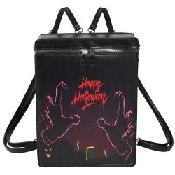 HR654 Halloween Gift Creative Funny Bag Women's Halloween Pumpkin Graffiti One Shoulder Crossbody Bag PU Personalized Backpack
