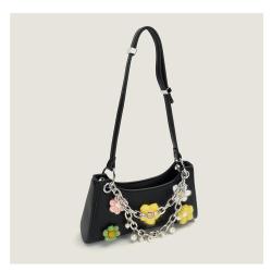Custom designer famous ladies Pu leather handbags crossbody bags women hand bags with flowers and chains