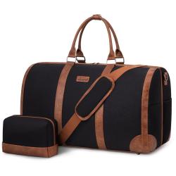 LOVEVOOK lay-flat Design Duffle Bag for Travel Business Carry on Overnight Weekend Gym Bag with Shoes Pouch Travel Bags for Men