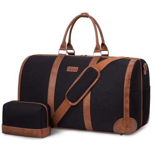 LOVEVOOK lay-flat Design Duffle Bag for Travel Business Carry on Overnight Weekend Gym Bag with Shoes Pouch Travel Bags for Men
