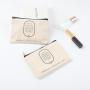 Custom Logo Canvas Cotton Linen Cosmetic Pouch Jute Drawstring Cotton Twill Envelope Packaging Makeup Cosmetic Bag