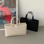 Simple and fashionable niche tote bag Rectangular smooth pu leather handbag Classic solid color hand bag for women