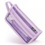 Gelory Eco Friendly Simple Mesh Pencil Case Double-Layer Transparent Storage Makeup Bag With Handle And Zipper